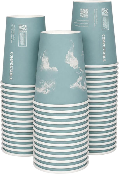 ECO PRODUCTS Compostable Disposable World Art 12oz Large Coffee Cups, Renewable by Eco-Products