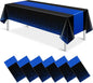 MASHAN 6Pcs Black and Blue Tablecloth Party Decorations, Plastic Black Table by MASHAN