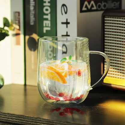 Joeyan Large Clear Double Walled Glass Coffee Mugs 15 oz, Double Layer Tea - Image 4