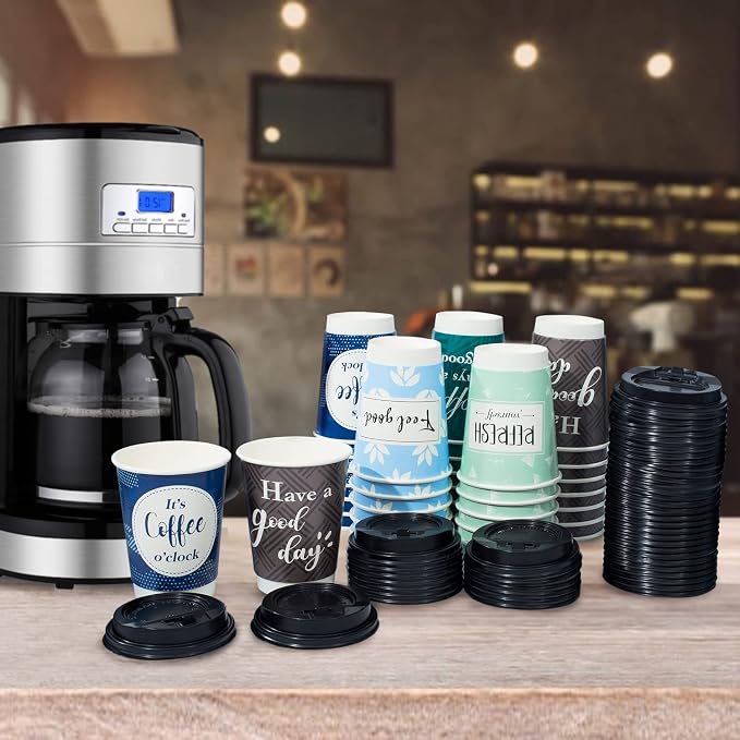 Disposable Coffee Cups with Lids 12 oz, 50 Pack Double-Walled Paper Coffee Cups - Image 7