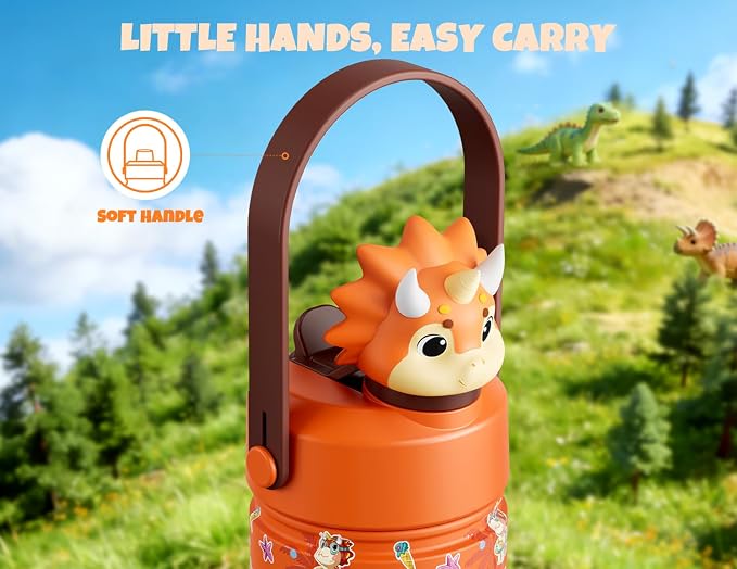 POWCAN 12 oz Kids Water Bottle Insulated: 2-in-1 Straw Spout Lid - Image 6