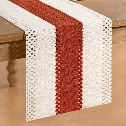 Boho Table Runner Summer Farmhouse Rustic Dining Dresser Scarf Home Decor | - Image 4