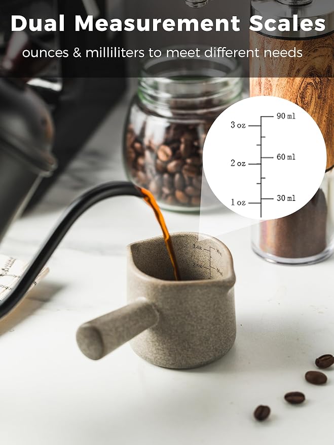 Espresso Cup 3 OZ, Ceramic Espresso Measuring Cup, Double Spouts | Espresso - Image 4