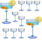 XUWAIDSGN 12 Pcs Champagne Martini Glasses 9 Oz with Gilded Removable Gold Rim Coupe Glasses Pink Martini Glasses Plastic Mimosa Vintage Coupe Glasses Set For Wedding Anniversary (12, Clear Blue)