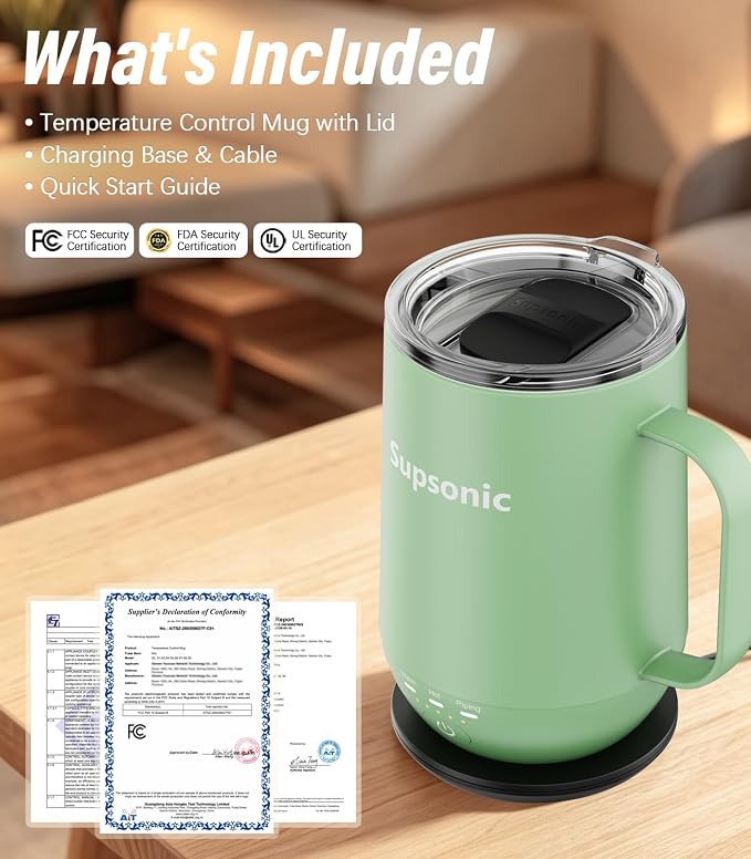Supsonic - 16oz Self Heating Coffee Mug, Smart Heated Coffee Mug Faster - Image 8
