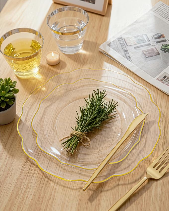 bUCLA 180PCS Clear Plastic Plates - Image 5