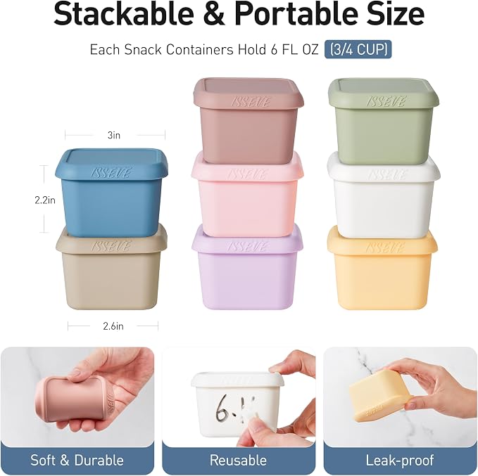 ISSEVE 8Pack 6oz Silicone Snack Containers - Image 2