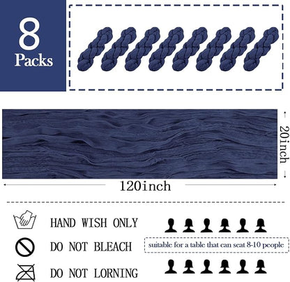 8 Pack Navy Blue Cheesecloth Table Runner 20 x 120 inch Gauze Table Runners 10 - Image 2