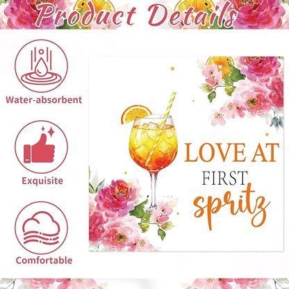 Spritz Bridal Shower Decorations - 50PCS Love at First Splitz Party Napkins Disposable Supplies, Cocktail Bachelorette Party Paper Napkins Supplies Decor (Size 6.5 Inch)