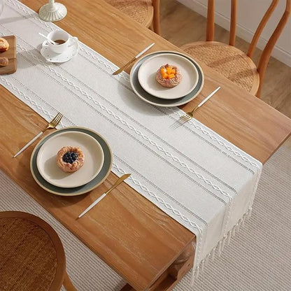Ivory White Rustic Linen Table Runner 72 Inches Long - Image 4