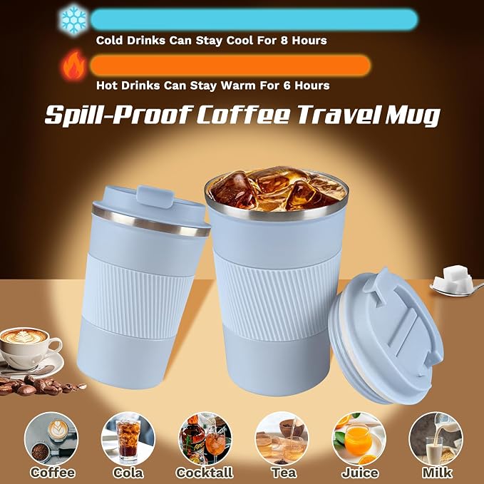 Vacuum Insulated Stainless Steel Travel Coffee Mug, Leak Proof Cup - Image 2