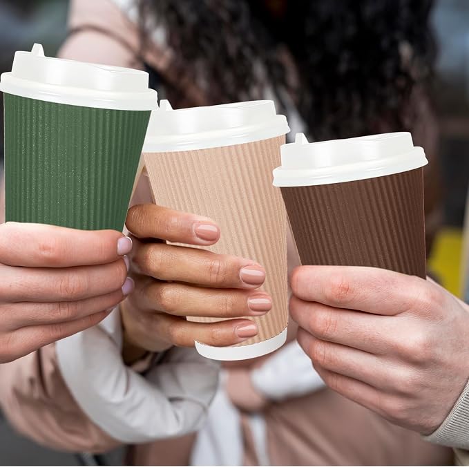 Whaline 100 Pcs Woodland Themed Disposable Coffee Cups - Image 5