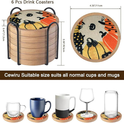 Fall Coaster Set of 6 Cewiru Halloween Coasters - Image 6