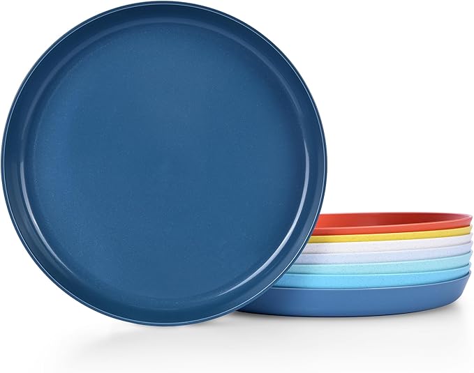 10 Inch Large Plastic Dinner Plates Set of 8 Wheat Straw Plates by Homestockplus