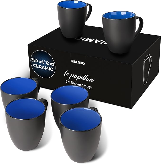 MIAMIO - Coffee Mugs Set of 6 - Le Papillon - Modern Home | Ceramic coffee mugs by MIAMIO