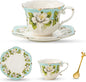 TATSUMI Country Roses Bone China Tea Cup and Saucer Set, 3 Pieces, Vintage Style by TATSUMI