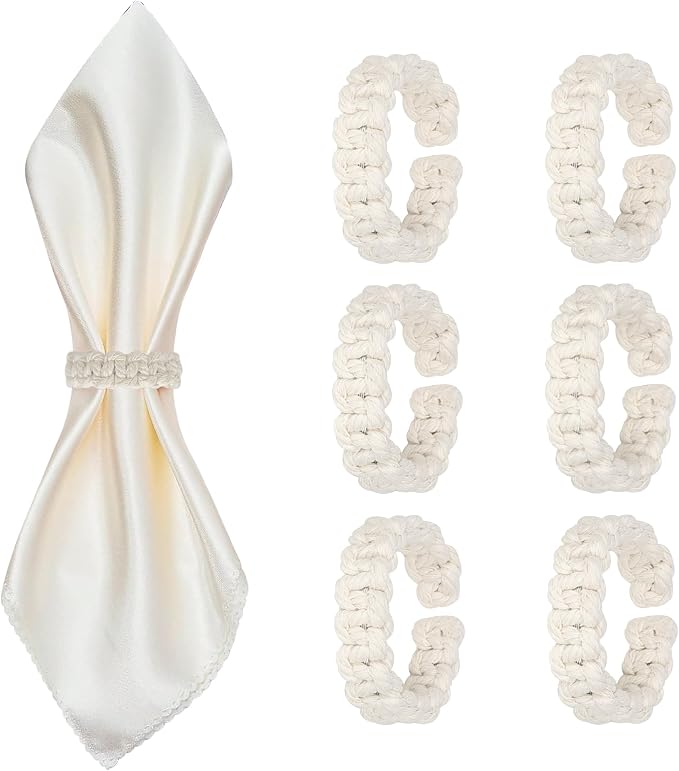 Meplait Napkin Rings Set of 6, Boho Napkins Holders Ring by Meplait
