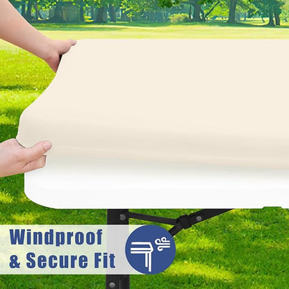 Spandex 6 Foot Rectangle Table Cloth 2 Pack, Elastic Fitted Tablecloths for Picnic, Stretch Washable Patio Table Cover for Outdoor, Camping, Banquet and Parties (Champagne, 30"x72")