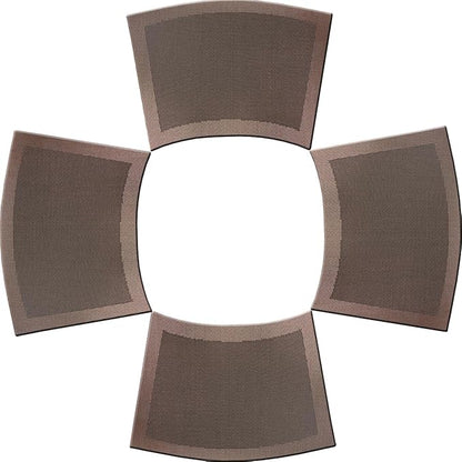 Wedge Shape Placemats for Round Dinner Table Woven Vinyl Wipe Clean Non Slip Plastic Table Mats Set of 4（Brown）