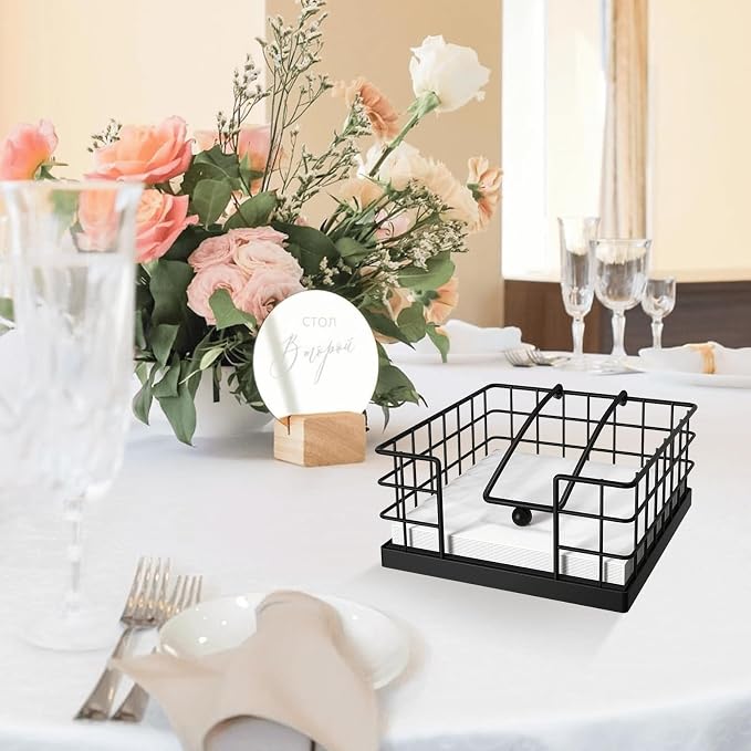 Napkin Holders for Paper Napkins, Farmhouse Napkin Holder for Table, Flat - Image 6
