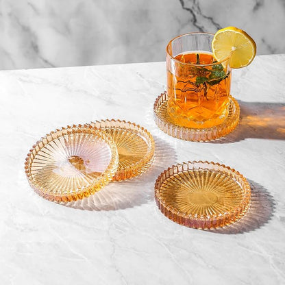 Glass Coasters Round Cup Mat, Decorative Wine Bottle Coaster, Crystal Drink - Image 3