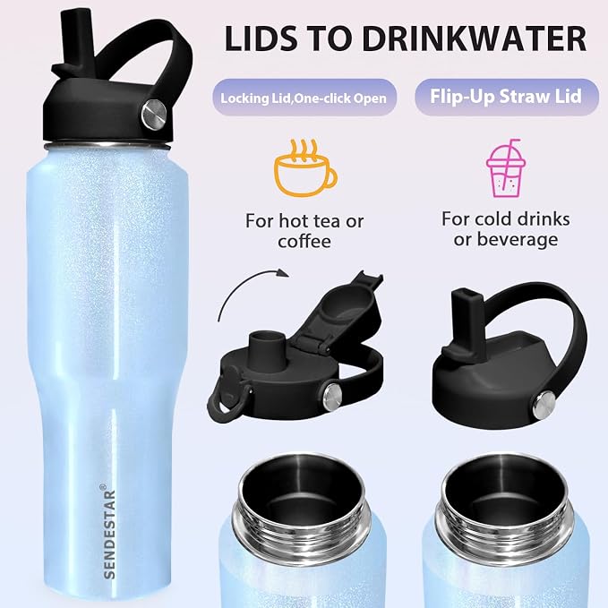SENDESTAR 40oz Stainless Steel Water Bottle, Double Wall Vacuum Insulated Bottle - Image 5