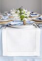 Solino Home 100% Linen Table Runner White, Classic Hemstitch 14 x 108 in | by SolinoHome