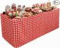 HolidayIdeas Checkered Fitted Table Covers for 8 Foot Tables - 96 x 30 Inch - 2 Pack Rectangle Table Clothes Buffalo Plaid Table Cover for Folding Table, Parties, Picnic, Trade Show (Red and White)
