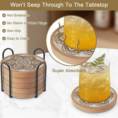 Boho Coasters Set of 6, Eykao Cup Coasters - Image 2