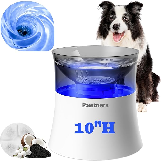Pawtners 1 Gal/3.5L Dog Water Fountain, Elevated Dog Water Bowl Dispenser | by Pawtners