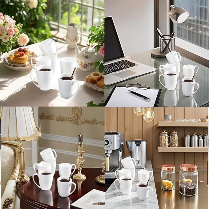Chulan White Over 45% Bone Content Fine Bone China Coffee Mugs 10 oz, - Image 7