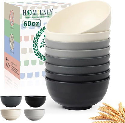 Salad Bowl Wheat Straw Bowls 60 OZ Bowls by HOMIENLY