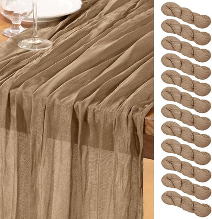 DeZerlor Nude Cheesecloth Table Runners 12 Pack Fall Runners | 120Inch Gauze by DeZerlor