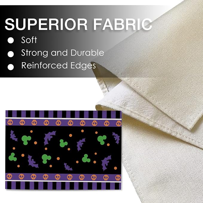 Seliem Purple Halloween Placemats Set of 4 | Bat Skull Polka Dot Dining Table - Image 3