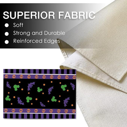 Seliem Purple Halloween Placemats Set of 4 | Bat Skull Polka Dot Dining Table - Image 3