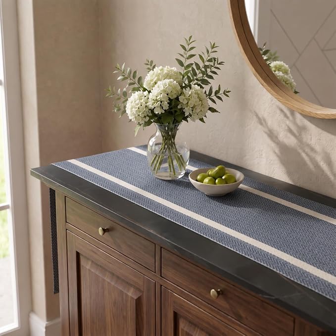 FAVE Woven Navy Blue Table Runner Woven - Image 7