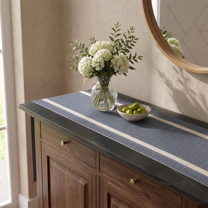 FAVE Woven Navy Blue Table Runner Woven - Image 7