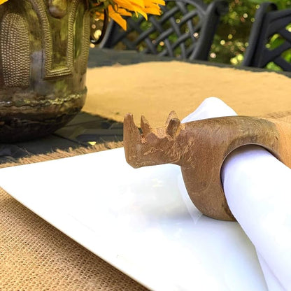 Handcarved Mahogany Wooden Napkin Ring Holders - Image 4