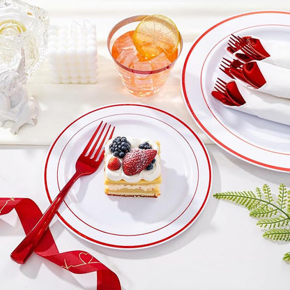 WELLIFE 700 Pieces Red Plastic Plates - Image 6