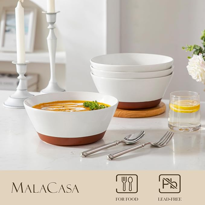 MALACASA Salad Bowls Set of 4, Soup Bowls - Image 4