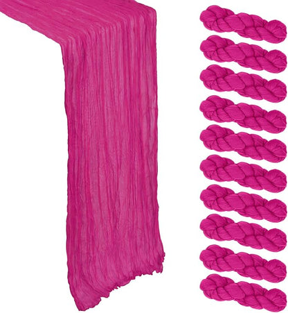 10 Pack 17 x 108 Inch Hot Pink Table Runner Cheesecloth | Gauze Cheese Cloth by Heneger