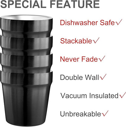 Youda Stainless Steel Double Walled Insulated Cups Stackable, 6oz Coffee - Image 4