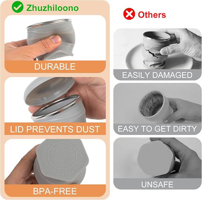 Collapsible Travel Cup with Lid - 6oz Mini Silicone Folding Cup with Stainless - Image 4