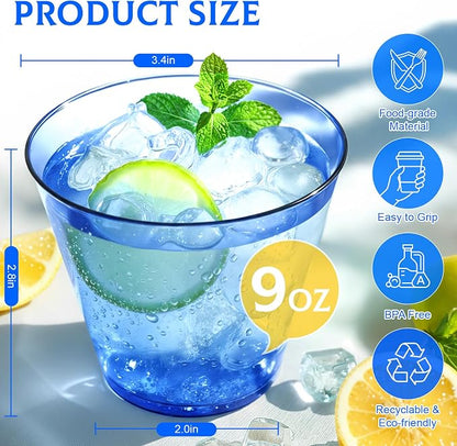 Glowserve 9 OZ Royal Blue Disposable Plastic Cups Cocktail Cup 50 Pack | Fancy - Image 4