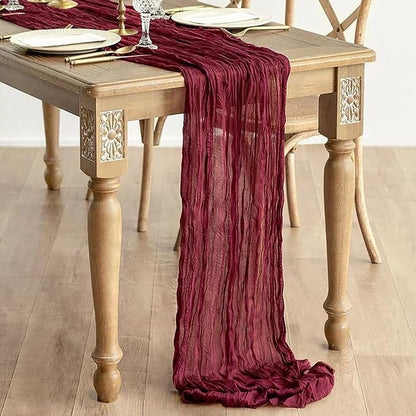3Pack Burgundy Cheesecloth Table Runners 17 x 108 inch Sheer Table Runner | - Image 7