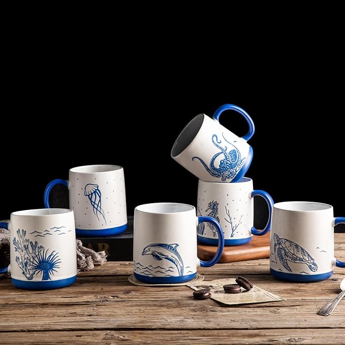 AmorArc Large Coffee Mugs Set of 6, 18oz Ceramic Coffee Cups - Image 6