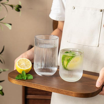 Ribbed Drinking Glasses 4pcs, Rocks Drinking Glasses 12oz and 10oz, Tumbler - Image 5