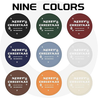 Customize PU Leather Coasters for Men, Red Custom Coasters with Last Name, Merry Christmas and Happy New Year Personalized Drink Coaster 6 PCS, Coaster Set with Holder, Gift for Christmas