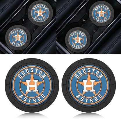 Silicone Astros Car Cup Holder Coasters,Baseball Fans Car Coasters for Huston Astros Fans, Non-Slip Universal Fit Cup Holder Insert