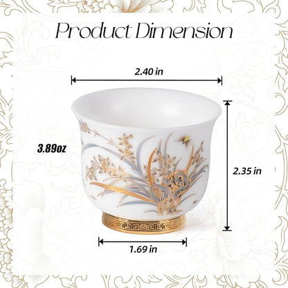 KAMMAK Ceramic Tea Cups Set of 2, 3.9 oz, Vintage Small Teacups, 742N | Hand - Image 2